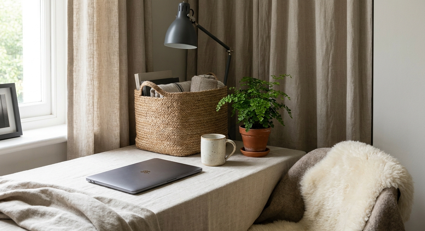 Calm, styled workspace corner
